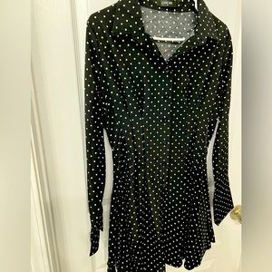 NWOT - Black with white polka dot shirt dress *Never Worn*
